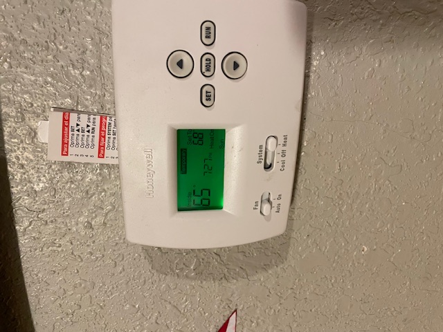 thermostat set to 68